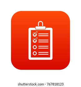 Clipboard with to do list icon digital red for any design isolated on white vector illustration