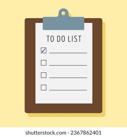 Clipboard to do list template. Flat isolated to-do list illustration.
