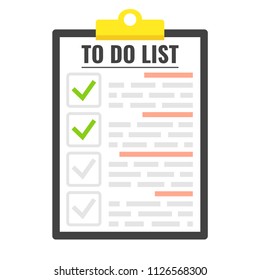 Clipboard with to do list. Vector illustration.