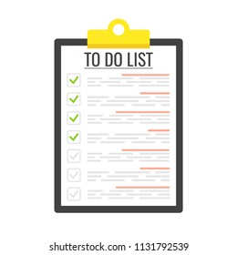 Clipboard with to do list. Vector illustration.