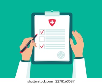 Clipboard doctor. Doctor takes notes