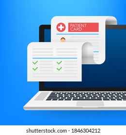 Portapapeles en la mano de los médicos. Haz notas en la tarjeta del paciente. informe médico. análisis o concepto de prescripción. Ilustración del vector