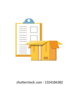 clipboard document with box carton