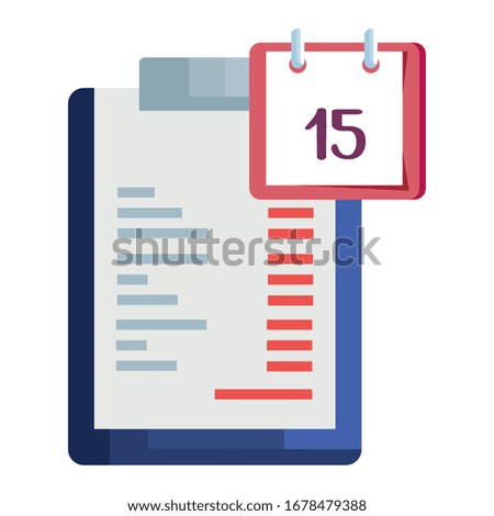 clipboard with document and calendar reminder vector illustration design