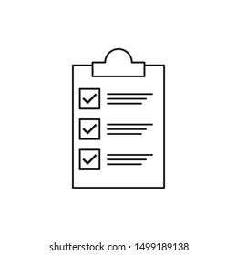 Clipboard document with check mark icon on white background.Vector illustration