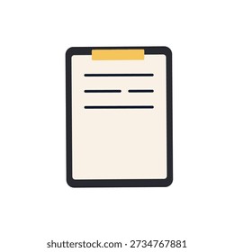 Clipboard document, checklist with free space for writing text. Simple vector illustration to-do list.