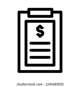 Clipboard document with dollar currency, icon vector illustration in outline or line style