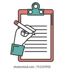 clipboard document with hand writing