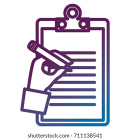 clipboard document with hand writing