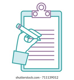 clipboard document with hand writing