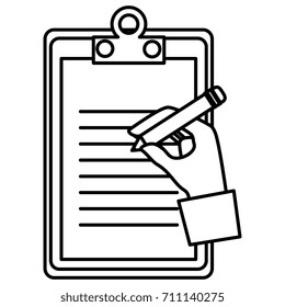 clipboard document with hand writing