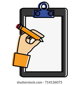 clipboard document with hand writing