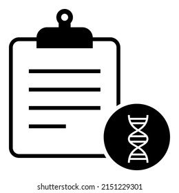 Clipboard document icon vector flat design with DNA symbol illustration.