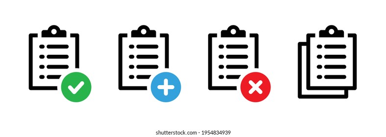 Clipboard document icon vector set
