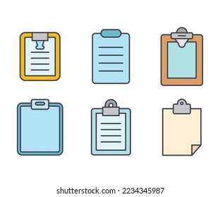 clipboard and document icons set vector illustration