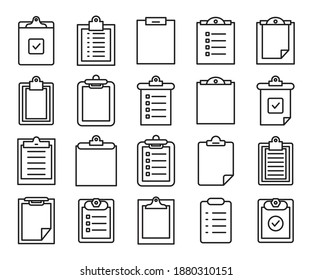 clipboard and document icons vector set line design