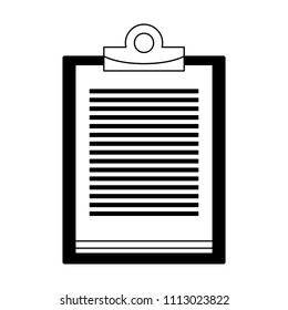 Clipboard document isolated in black and white