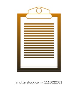 Clipboard document isolated in orange lines