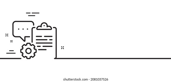 Clipboard document line icon. Agreement file sign. Survey record symbol. Minimal line illustration background. Clipboard line icon pattern banner. White web template concept. Vector