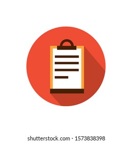 clipboard document list business strategy icon block shadow vector illustration