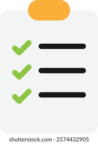 Clipboard Document List Icon Vector Flat Illustration