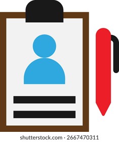 Clipboard Document List Icon Vector Flat Illustration