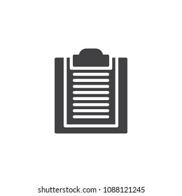 Clipboard document list vector icon. filled flat sign for mobile concept and web design. Paper work simple solid icon. Symbol, logo illustration. Pixel perfect vector graphics