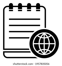 Clipboard document paper note diagnosis report flat illustration vector with globe world global and list symbol design.