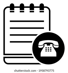 Clipboard document paper note diagnosis report flat illustration vector with vintage phone telephone and list symbol design.