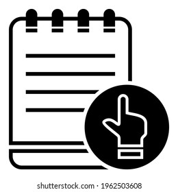 El portapapeles documenta el diagnóstico de notas de papel informe el vector de ilustración plana con el dedo indicador y el diseño de símbolos de lista.