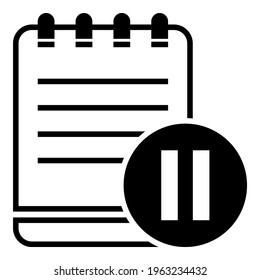 Clipboard document paper note diagnosis report flat illustration vector with pause stop button icon and list symbol design.