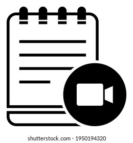 Clipboard document paper note report flat illustration vector with camera camcorder tool and list symbol design.
