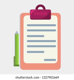 clipboard with  document and pen vector illustration