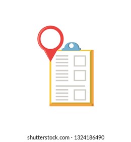clipboard document with pin location