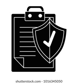 clipboard document with shield insurance