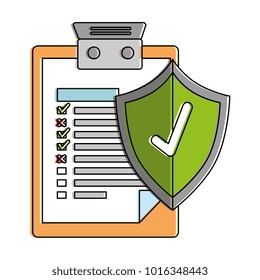 clipboard document with shield insurance