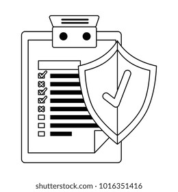 clipboard document with shield insurance