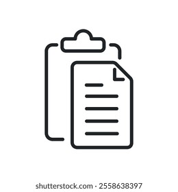 Clipboard, document thin line icons. Perfect pixel on transparent background