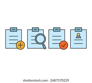 Portapapeles de documentos e iconos de interfaz de usuario