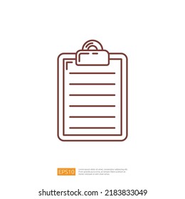 Clipboard Document Vector Line Icon