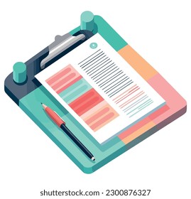 clipboard with documents over white