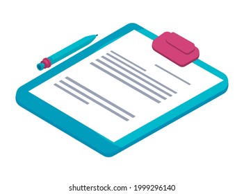 documentos del portapapeles e iconos del lápiz