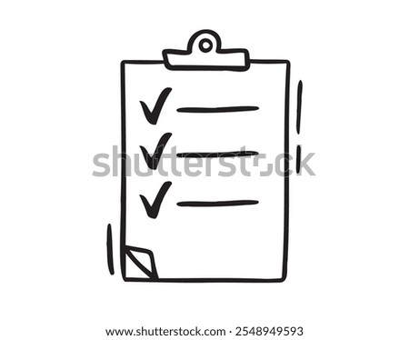 Clipboard doodle icon. Outline clipboard hand drawn design template with style cartoon isolated. Vector illustration