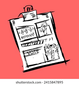Clipboard, doodle and illustration vector