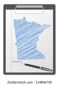 Clipboard with drawing Minnesota map. Vector illustration.
