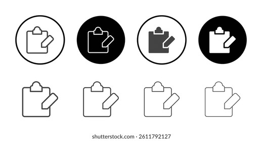 Clipboard edit icon Symbol line set