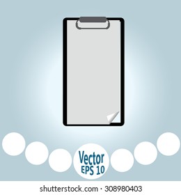 Clipboard with empty sheet of paper, vector.