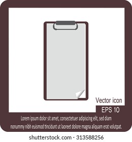 Clipboard with empty sheet of paper, vector.