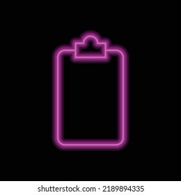 Clipboard, empty simple icon vector. Flat design. Purple neon on black background.ai