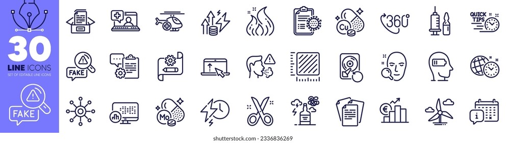 Clipboard, Euro rate and Square meter line icons pack. Time management, Windmill turbine, Energy inflation web icon. Recovery hdd, Fire energy, Scissors pictogram. Cough. Design with pen tool. Vector